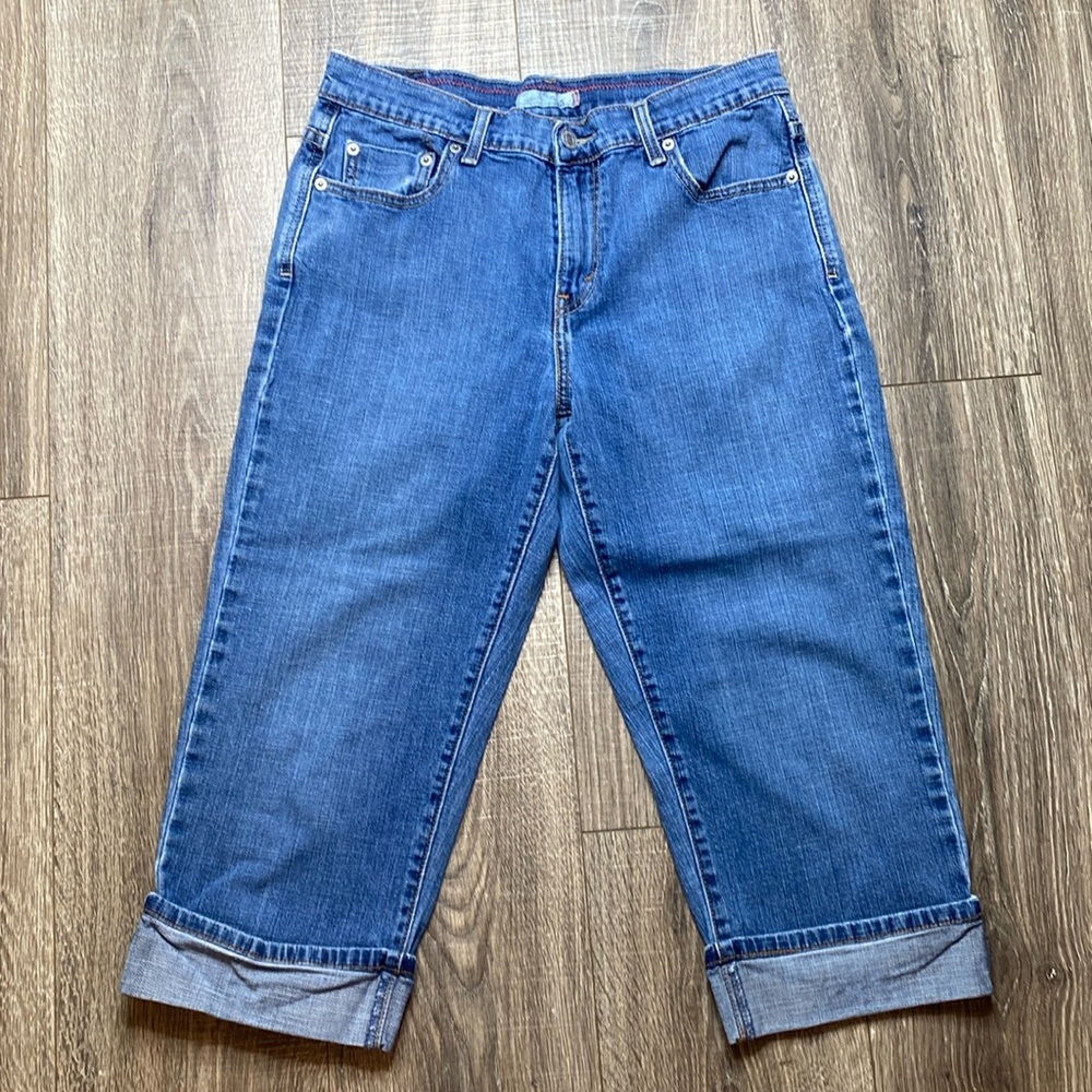 Levi's 515 cropped cuffed hem capri jeans, sz 8